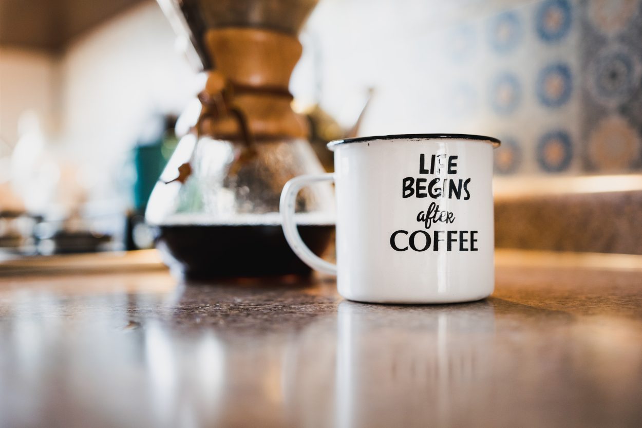 a mug that says life begins after coffee