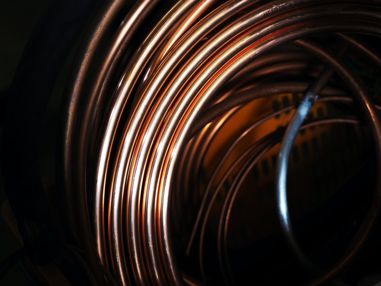 pipes of copper coiled up