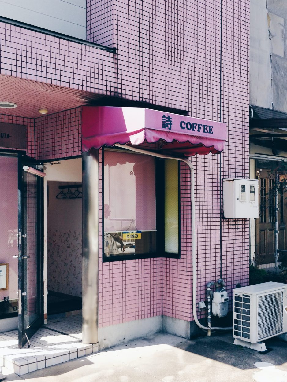 a pink coffee house in Japan.