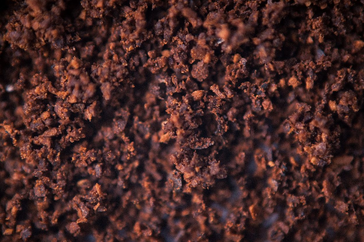 a close up of ground coffee