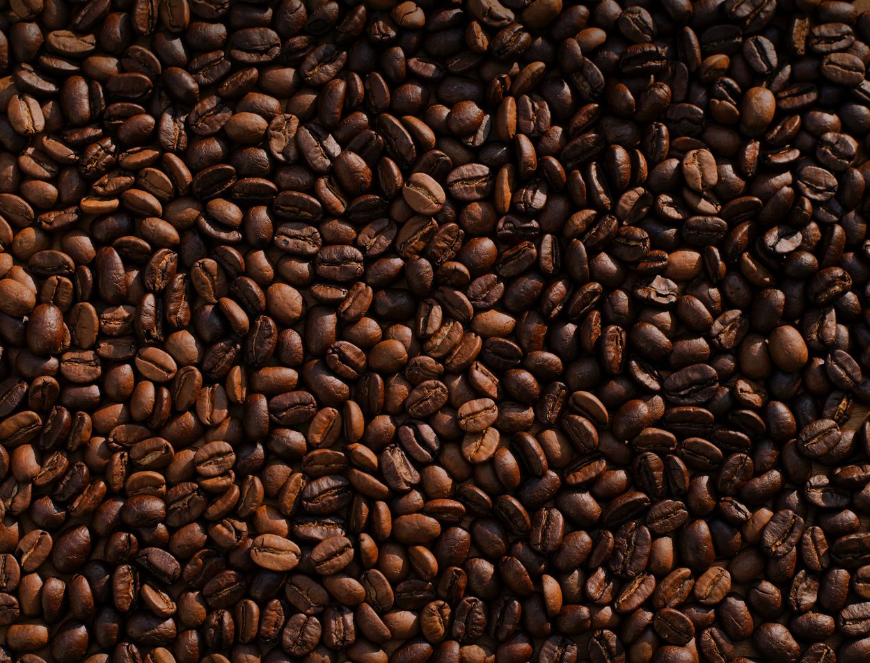 a cluster of roasted coffee beans