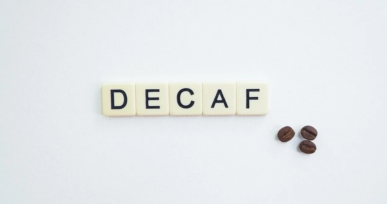 Decaf scribbled on a white background
