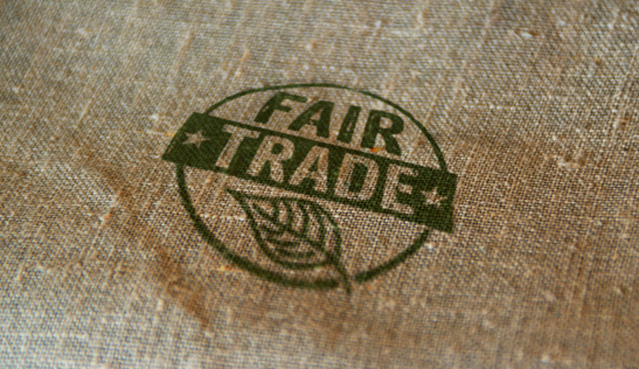 Fair Trade stamp printed on linen sack