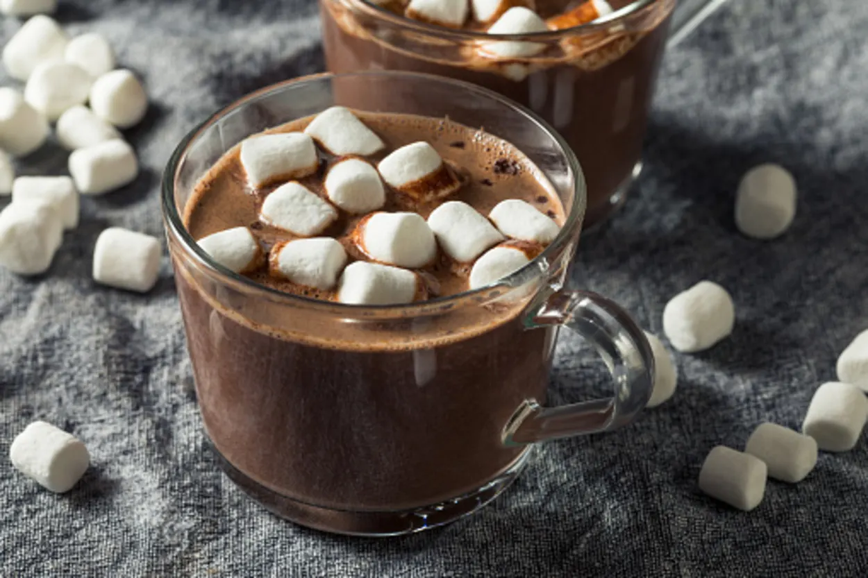 Hot chocolate with marshmallows in it
