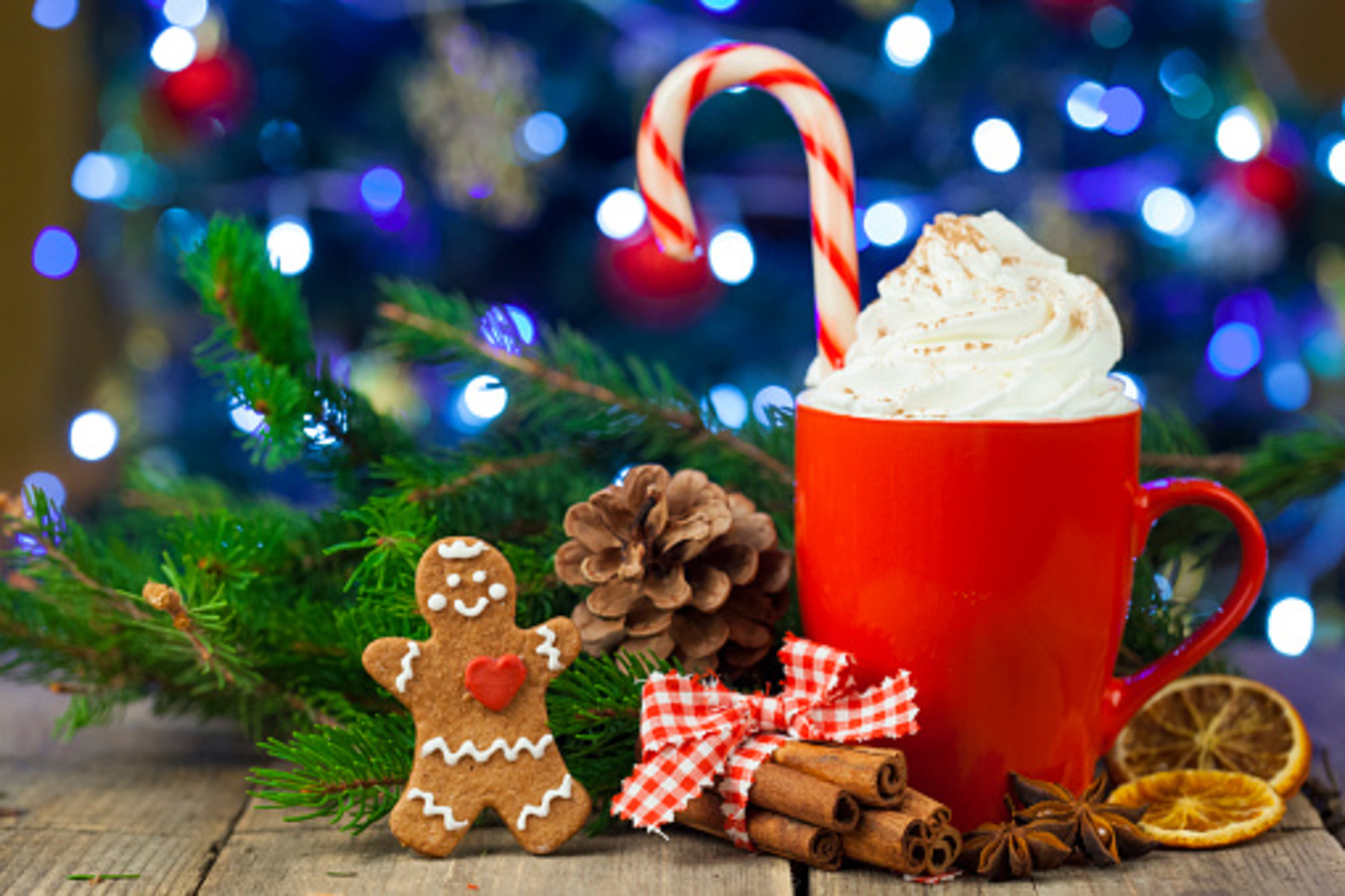 Gingerbread latte with gingerbread, cinnamon, and cloves