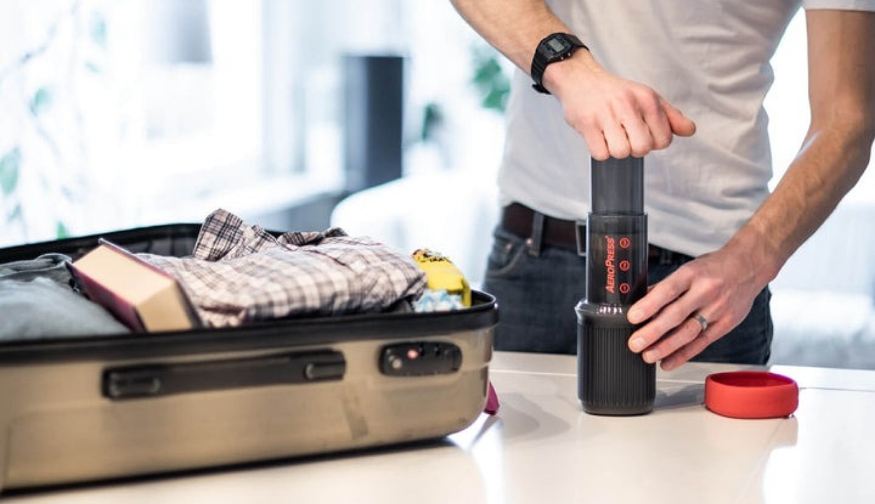 An image of AeroPress Go Portable Coffee Maker being used.