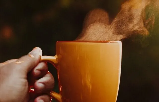 Piping hot coffee in a mug