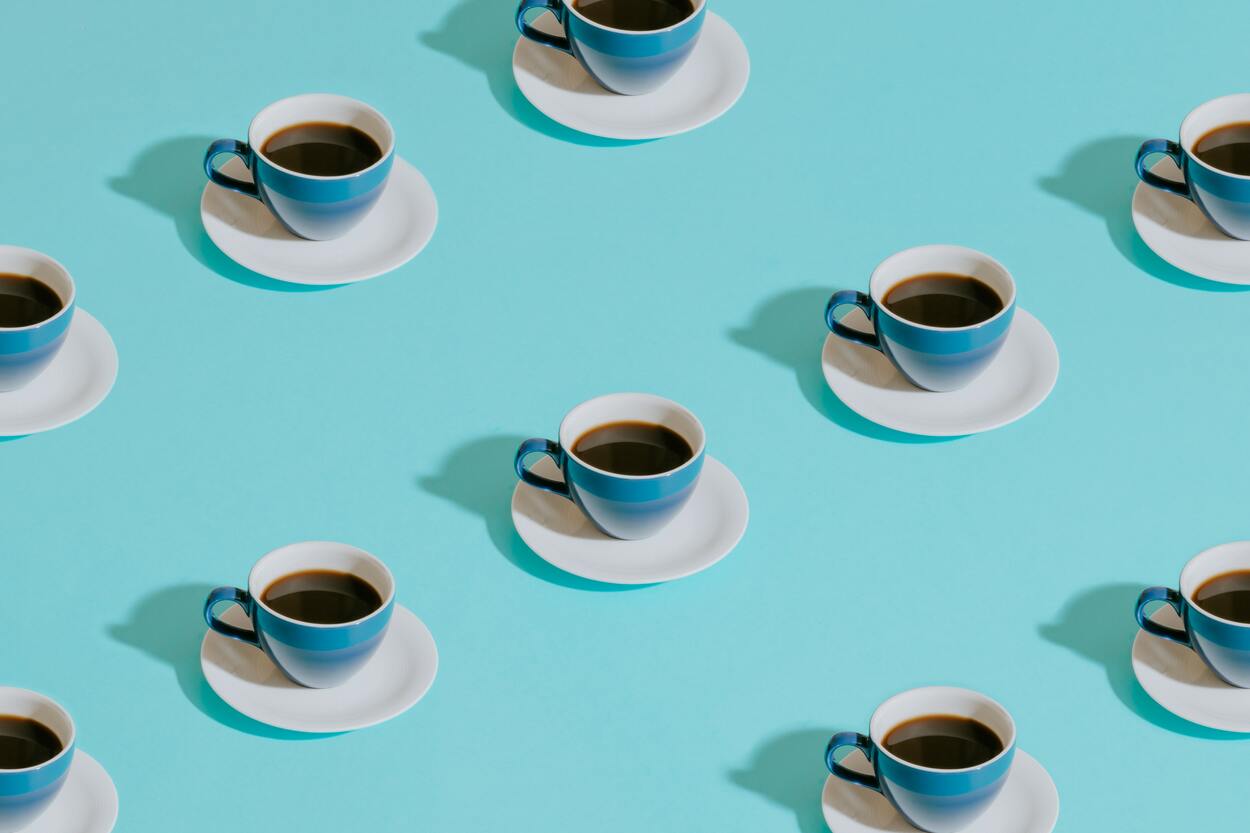 cups of blue coffee